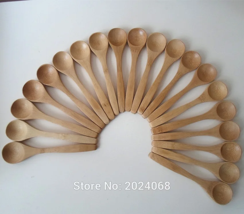 10 unids/set 5,1 pulgadas cuchara de madera vajilla ecológica de bambú cuchara de café Té de Miel cuchara agitador NIN668