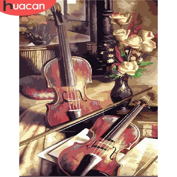 

HUACAN Painting By Number DIY Violin Kits Drawing Canvas Pictures By Numbers Hand Painted Gift For Modern Wall Artworks