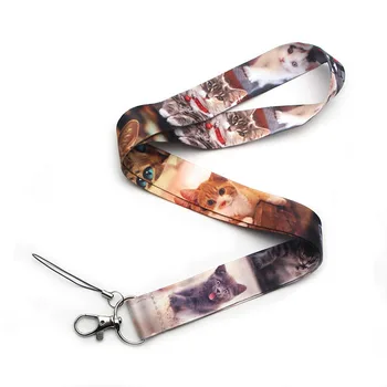 

CA180 Wholesale 20pcs/lot Cute Cat Lanyards For keychain ID Card Pass Mobile Phone USB Badge Holder Hang Rope Lariat Lanyard