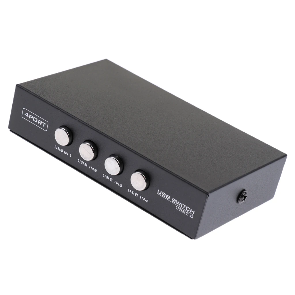 USB 2.0 Sharing Selector Switch KVM 4 Port HUB For PC Scanner Printer Black