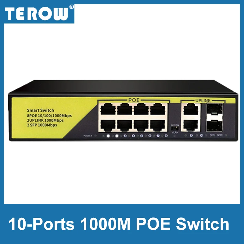 POE Gigabit Switch 52V with 8-Port POE+2 Uplinks+2 SFP IEEE 802.3 af/at 1G Suitable for IP Camera/Wireless AP/POE Camera | Компьютеры и