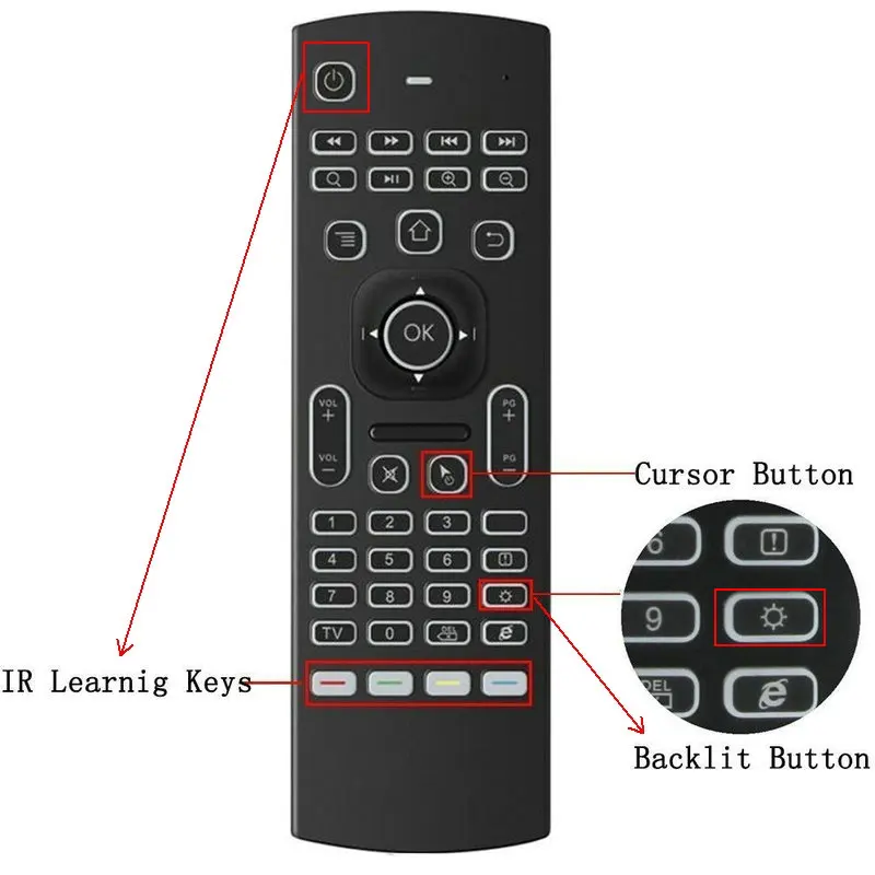 Mouse Aéreo para Computador Mini Teclado em Inglês e Russo Iluminação de Fundo com Microfone Controle Remoto para Smart tv Box e pc Mx3-teclado e - Image 4