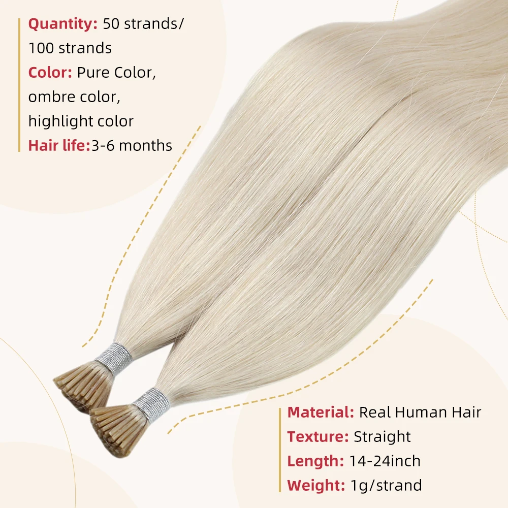Moresoo 0.8g/1s Itip Hair Extensions Real Human Hair Keratin Tip Solid Color Machine Remy Stick Extensions Straight