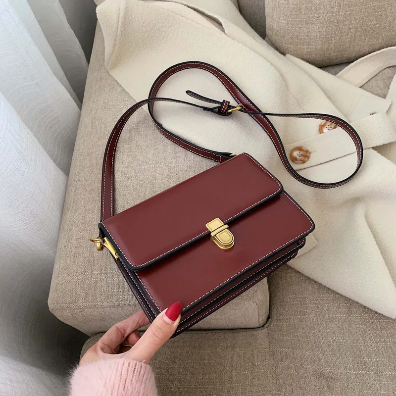 

Autumn And Winter New Arrival Textured Bag Women's 2019 New Style Retro Fashion Hong Kong Style Square Sling Bag Korean-style Cr