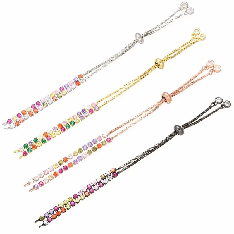 DIY multi rhinestones chain tennis bracelets findings-001