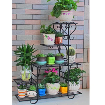 

Multilayer Wrought Iron Plant Stand Flower Pot Rack For Home Modern Decor Iron Plant Rack Stand Succulent Shelf - Black M S L