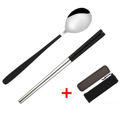 tableware-5 Нержавеющая сталь Slient палочки для еды ложка набор с ящиком для хранения сумка студенческая милая посуда для пикника портативная столовая посуда розовый синий - Цвет: tableware-5