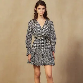 

New Arrival Runway high quality Patchwork Lace Embroidery Floral Women Dress weaving hollow out luxury elegant Dresses vestidos