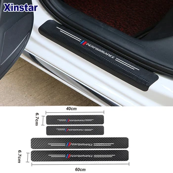 

4PCS For bmw M performance Car Stickers Sill Scuff Anti Scratch Carbon Fiber Protector Auto Door Stickers Decal Car Tuning