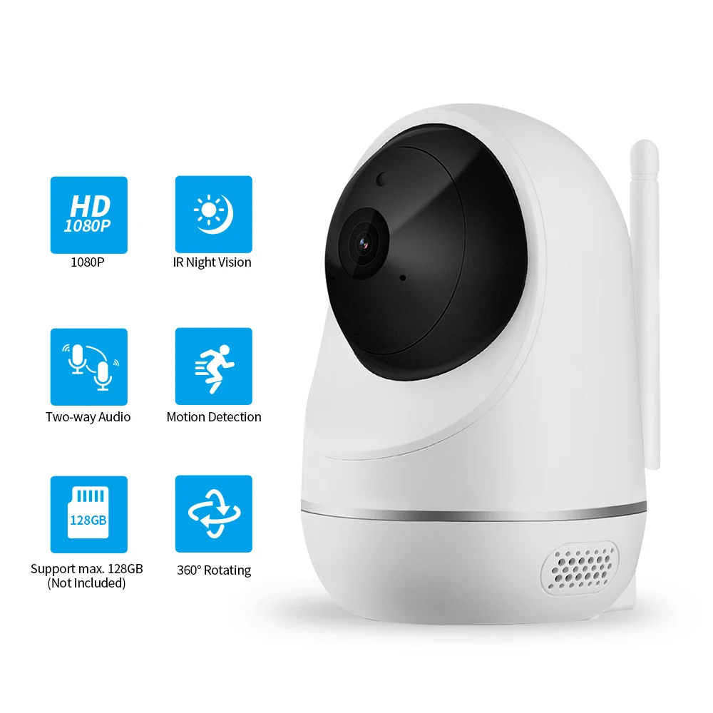

Smart PTZ IP Cameras 1080P Wifi Indoor Wireless Security Camera Phone Control Motion Detection Night Vision 2-Way Audio