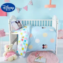 Комплект постельного белья из хлопка с Минни Микки для детской кроватки, 3 предмета, пододеяльник, простыня, наволочки для маленьких мальчиков и девочек, 0,6 м, кровать