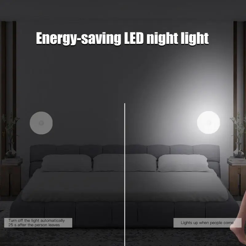 holiday nights of lights USB LED Rechargeable PIR Motion Sensor Night Lights 6 Beads Night Lamp For Cupboard Wardrobe Bedroom Kitchen Closet Stairs hatch night light