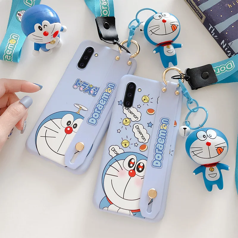 SAM S10 милый Doraemon ремешок чехол для телефона для samsung S10 plus/S9/S8 plus/Note 10 pro 8 9 мультяшная Маргаритка задняя крышка+ ремешок