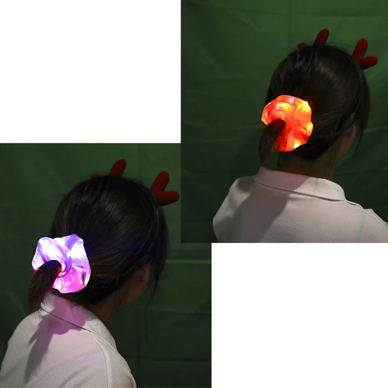 

Hair Scrunchies Led Luminous Scrunchy Hair Band Glow in Dark Satin Scrunchies