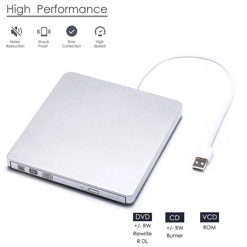 USB 2,0 Внешний DVD привод портативный CD/DVD RW ГОРЕЛКА ультра-тонкий DVD/CD rom плеер для настольных ноутбуков с Windows/MAC OS