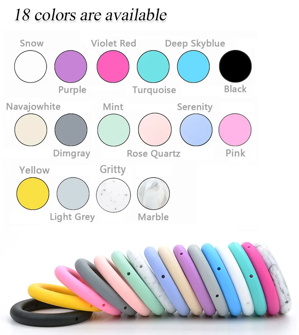 Teething toys 10pcs Silicone Beads Teething Ring Baby Charm Teether Necklace Pacifier Making BPA Free Food Grade Silicone Jewelry