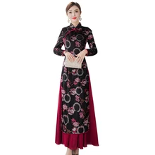Аодай вьетнамское хлопковое женское платье аодай юката qi pao элегантное высококлассное вьетнамское платье аодай Чонсам китайское платье Ципао