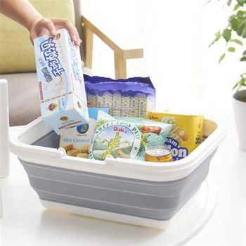 

Portable Folding Plastic Portable Storage Basket Cleaning Tool Washing Vegetables Draining Basket Kitchen Accessories