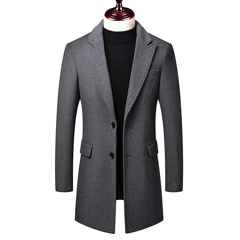 Зимнее шерстяное пальто для мужчин из шерсти и смеси толстое шерстяное пальто Повседневная модная куртка Casaco Masculino Palto Peacoat пальто для мужчин N23MF21 - Цвет: 22Gray