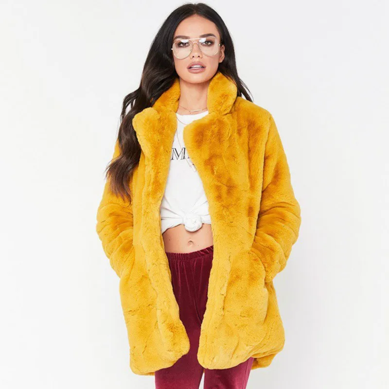 Женское пальто с длинным рукавом размера плюс на осень и зиму, теплое пальто с искусственным мехом, верхняя одежда с карманами
