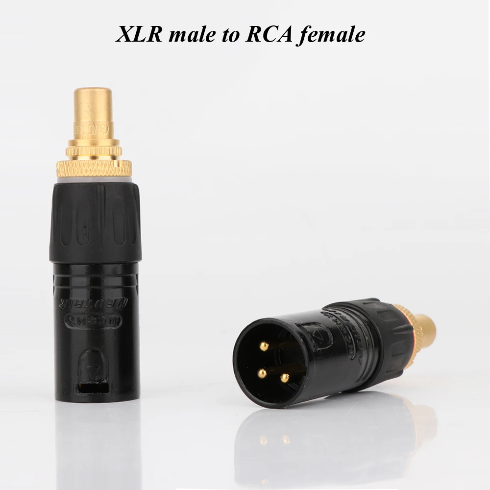 2pcs NEUTRIK Позолоченный XLR к RCA штекер Адаптер Золотой сбалансированный кабель