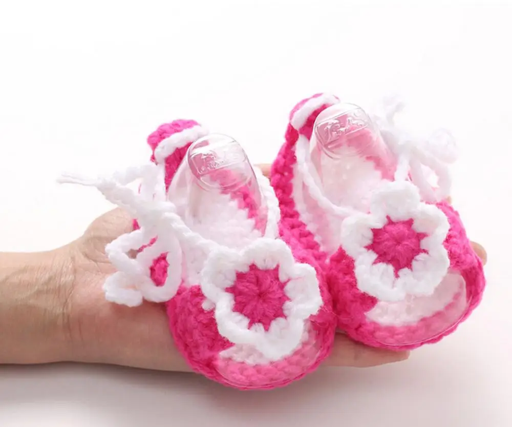 Newborn Baby Girls Shoes Knitted Cotton Cribs Shoes Casual Toddler Soft Sole Anti-Slip Prewalker 0-6M