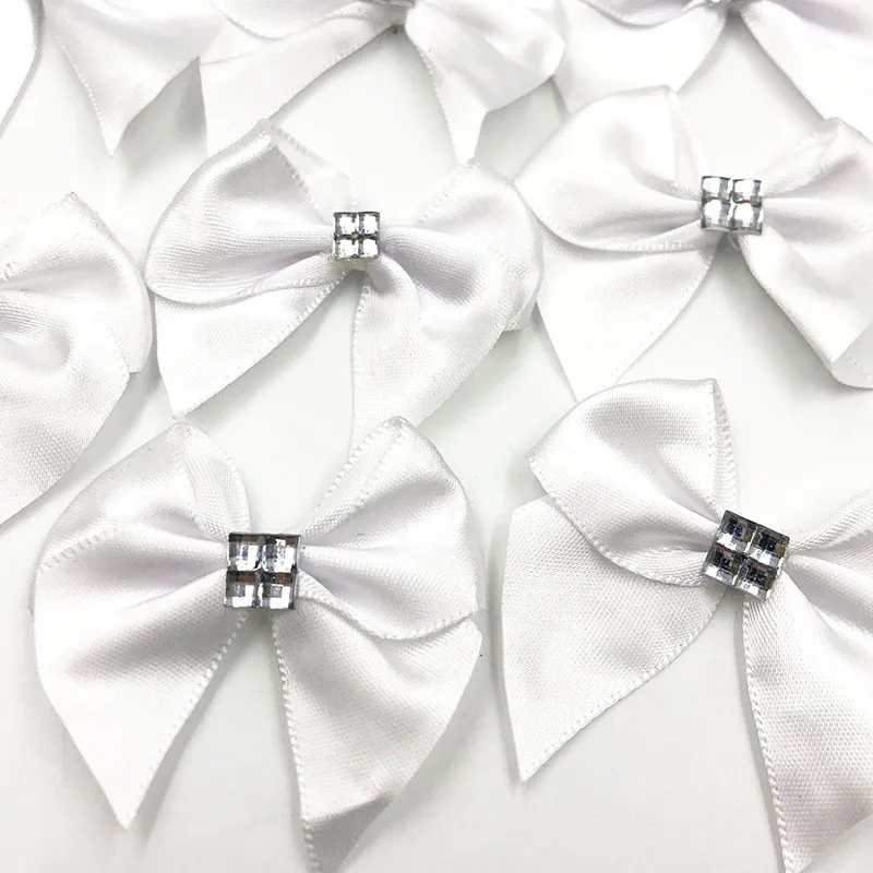 40PC Ribbon Bows Flower the Rhinestone Appliques Sewing Craft Lots Upick B227 satin ribbons,ribbon decoration,ribbon supplies