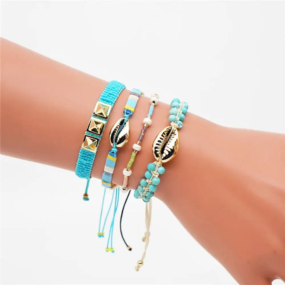 Shinus Miyuki Tila бисера оболочка браслета браслет bileklik Loom богемные Bijoux ручной работы Pulseras Mujer ювелирные изделия из натурального камня - Окраска металла: MI-S190164