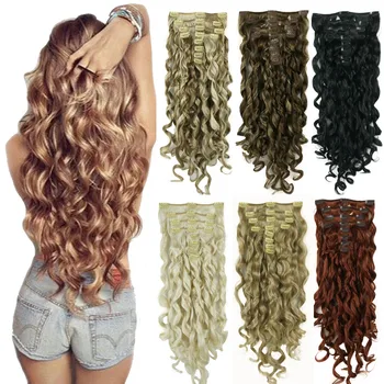 

StrongBeauty 20" Wavy Full Head Synthetic Heat Resistance Hair Extensions Clip on in Hairpieces 8pcs 260g