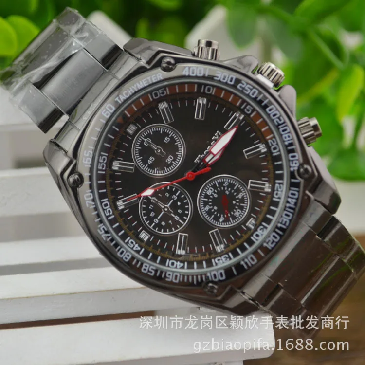 

New Style Recommended Decoration Three-Eyed Six-pin Watch Business MEN'S Watch Steel Belt Quartz Watch Gift Watch