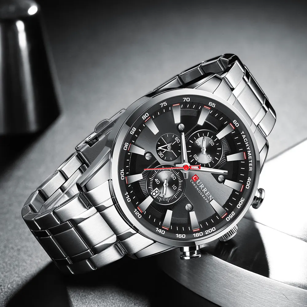 CURREN Лидирующий бренд часы для мужчин модные кварцевые спортивные наручные часы с хронографом Дата часы из нержавеющей стали мужские часы