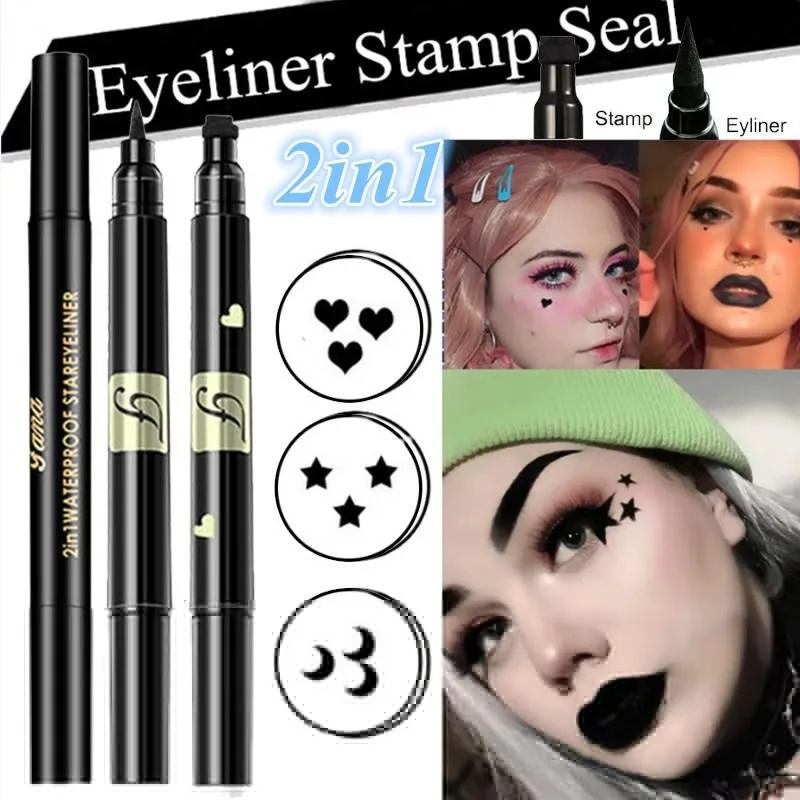 1PC Waterproof Double Head Waterproof Liquid Stamp Eyeliner Pen Tattoo Stamping Eye Liner Pencil Makeup Tools Heart/Star/Moon 1PC Waterproof Double Head Waterproof Liquid Stamp Eyeliner Pen Tattoo Stamping Eye Liner Pencil Makeup Tools Heart/Star/Moon