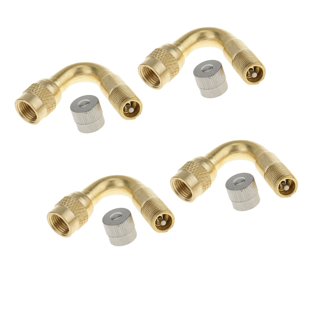 45 Degree Auto Car Lorry Wheel Tyre Valve Extension Adapter with Dust Cap x4