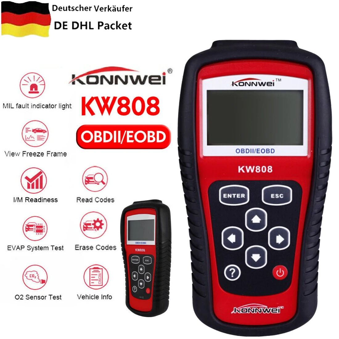 

OBDII ODB2 Car Diagnostic Scanner Check Engine Real-Time O2 Sensor Test Fault Code Reader Automotive Scanner