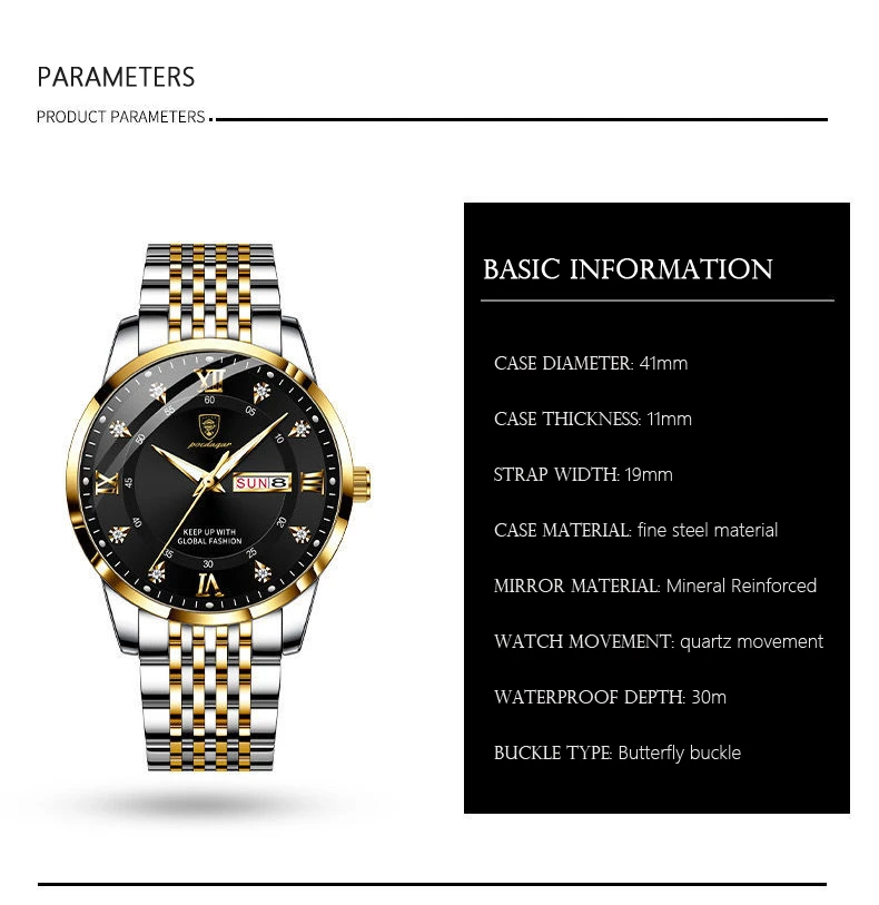 2021 New Casual Sport Chronograph Men's Watches Stainless Steel Band Wristwatch Big Dial Quartz Clock with Luminous Pointers