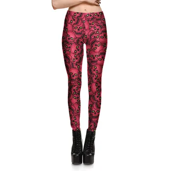 

S - XL Red Skull new high waist leggings Women legins Elasticity of Polyester Pants leggings size Fitness Training
