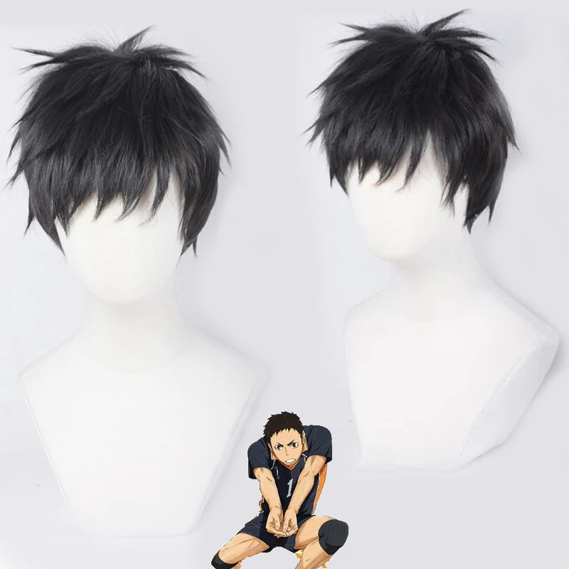 Haikyuu! Парик для косплея хаджим ивайзуми короткие черные прямые Термостойкие
