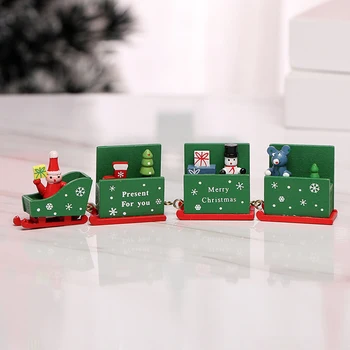

New Year 2021 4 Knots Christmas Train Painted Wooden Christmas Ornament Santa Gift Toys Crafts For Home Table Xmas Tree Deco