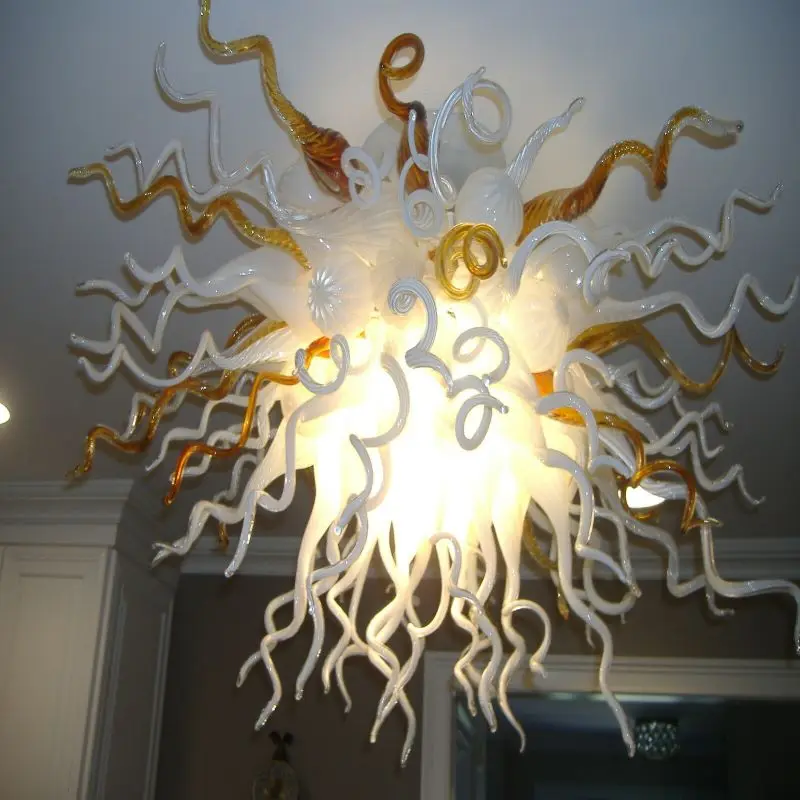 Newest Blown Glass Chandelier Amber White Custom Art Glass Chandelier Lightings