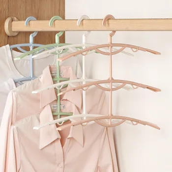 

Plastic Clothes Hanger Anti-slip Seemless Multilayer Simple Clothes Rack Wardrobe Province Space Simple Hanger Wide Shoulder Adu