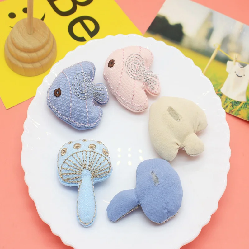 10 шт./лот DIY Симпатичные золотые рыбки и грибы Куклы Мягкие нашивки аппликации для