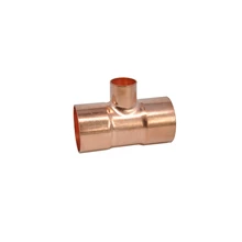 28.6-42mm Copper Welding Pipe Fitting Middle Small Reducing Tee Type Connector 3 Ways for Air Conditioning Refrigeration