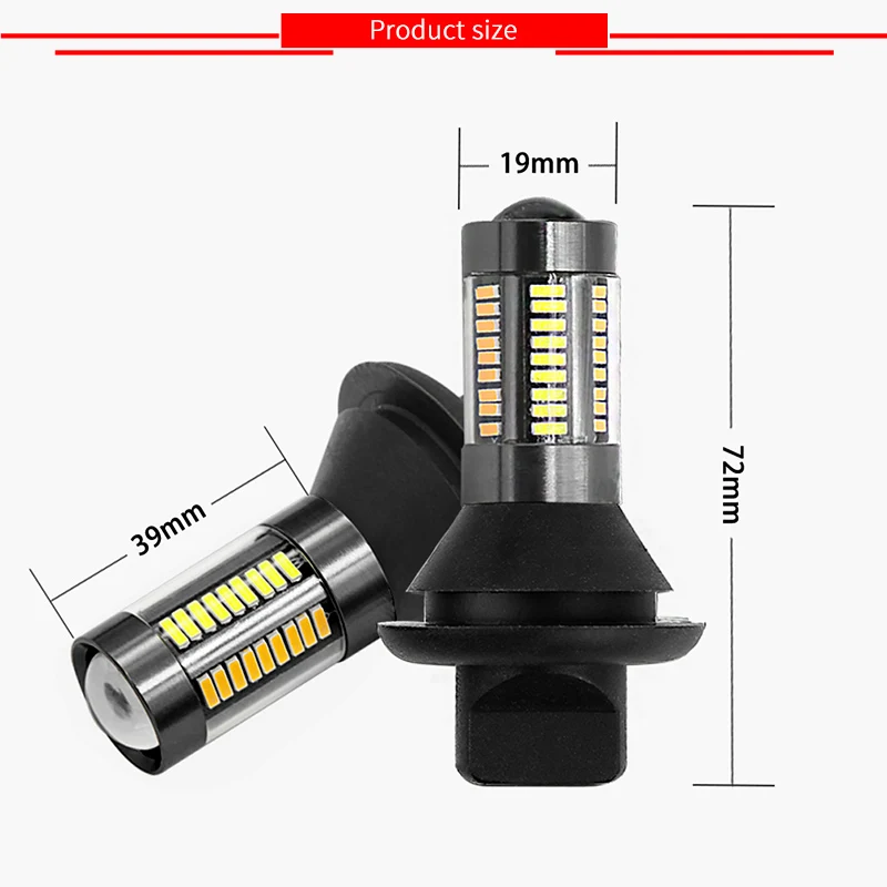 2 шт. T20 7440 66SMD автомобильный DRL ходовой светильник белый S25 1156 BA15S BAU15S лампы 12 В