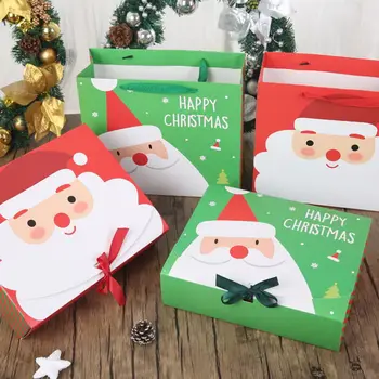

Merry Christmas Gift Bags Xmas Tree Packing Bag Snowflake Christmas Candy Box New Year 2021 Kids Favors Bag Decor 12PCS