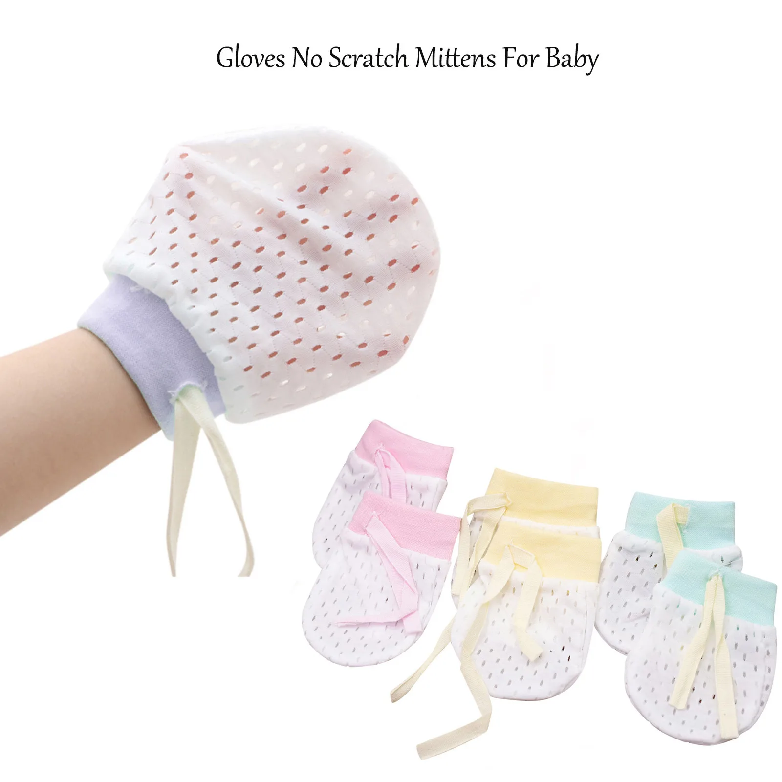 Solid Pink 6 Pairs Cotton Newborn Baby/infant No Scratch Mittens Gloves 