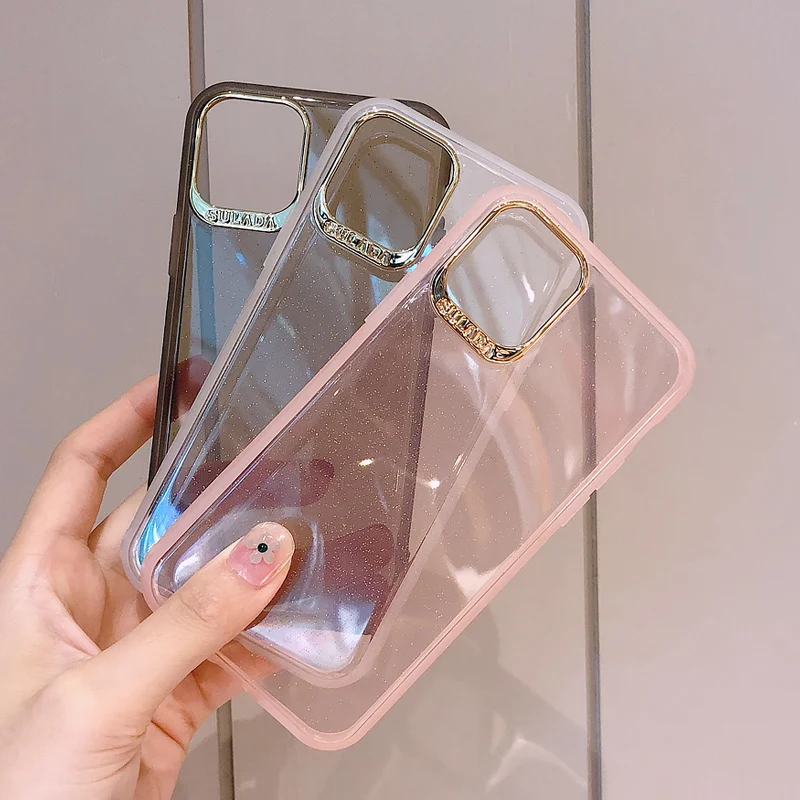 

For iPhone 11 Pro Max Case Luxury Glitter Clear Plated Electroplated Soft Transparent Cover for iPhone 7 8 Plus XR X XS 11 Cases