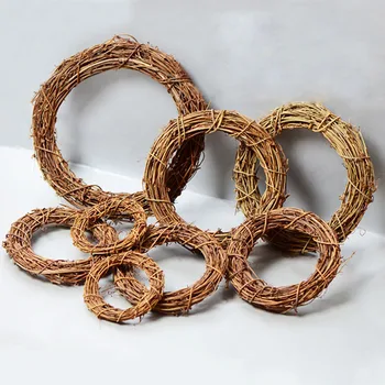 

10-20cm Natural Rattan Wreath Wedding Xmas Easter Decoration Dried Weaved Garland Liana DIY Crafts Home Decor Door Wall Ornament