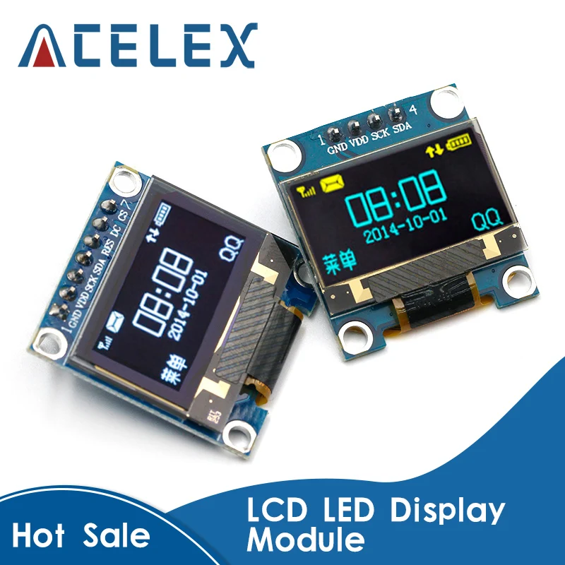 0.96" I2C IIC SPI Serial 128X64 White OLED LCD LED Display Module for Arduino PN