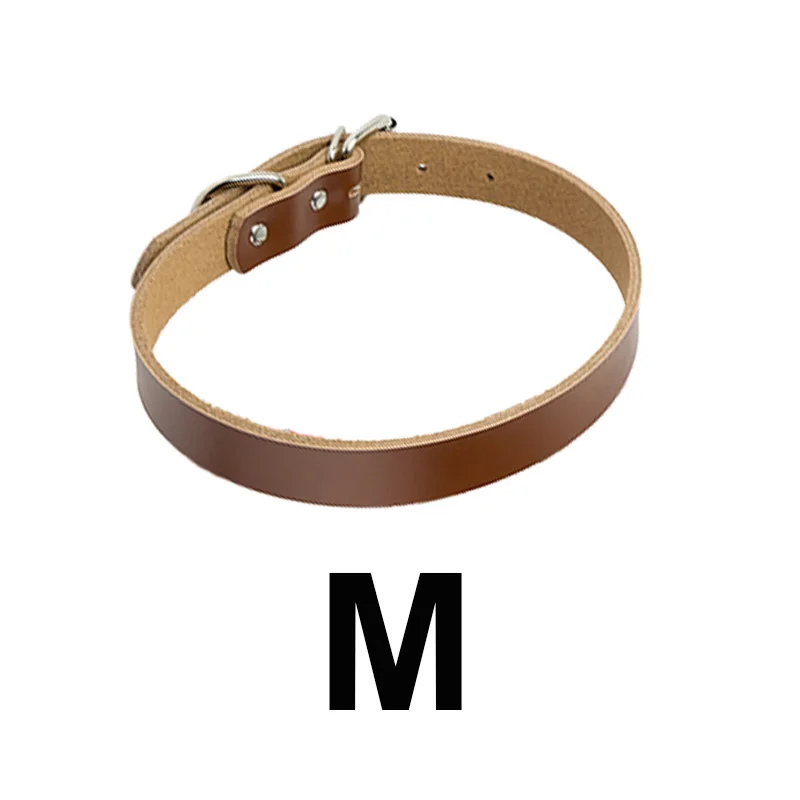 M-brown-Collar Ошейник для собак из натуральной кожи, поводок для домашних животных, поводок для собак, поводок для собак, маленький средний и большой регулируемый поводок для домашних животных - Цвет: M-brown-Collar