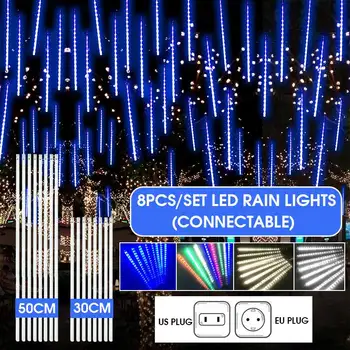 

30/50cm Outdoor Meteor Shower Rain 8 Tubes LED String Lights Waterproof For Tree Christmas Wedding Party Decoration